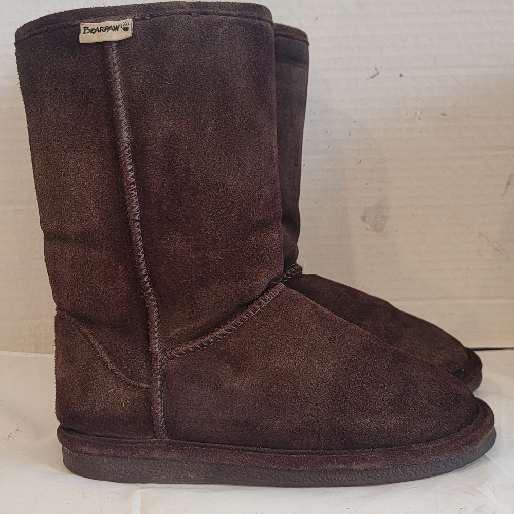 BEARPAW‎ BROWN SUEDE LEATHER 10" MID CALF BOOTS (sz 7)